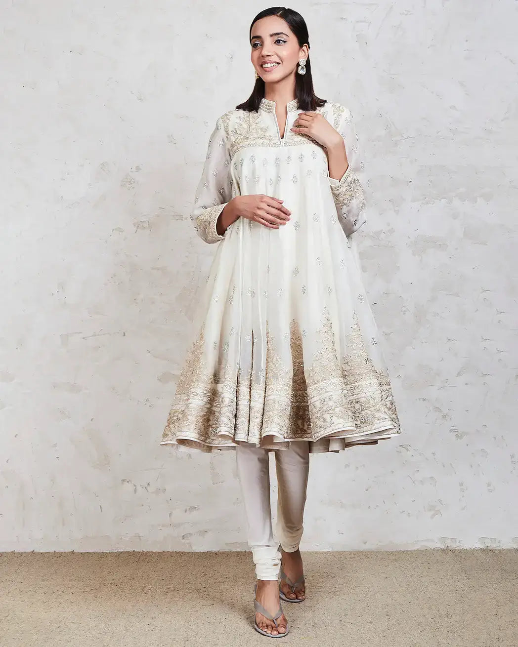 jauhara anarkali set ivory