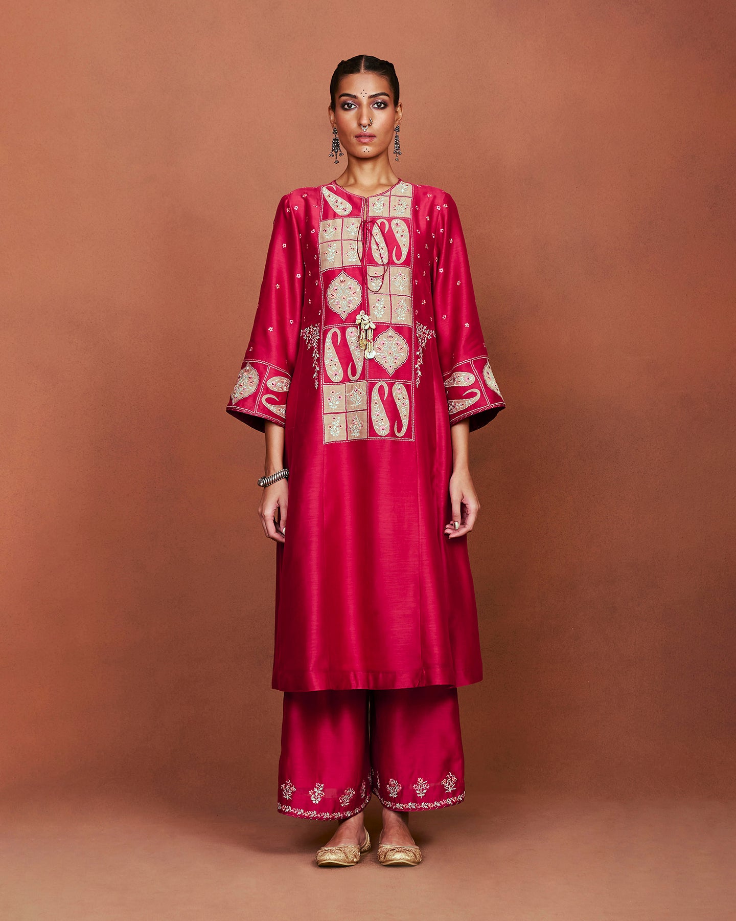 Oor Deep Red Long Kurta Set