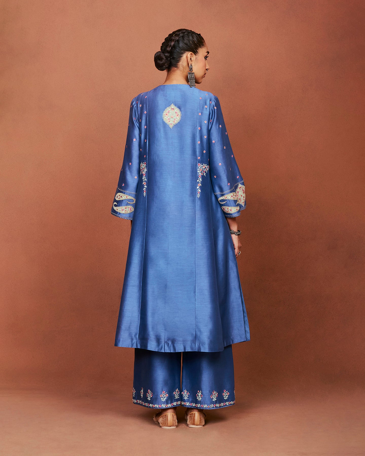 Oor Medium Blue Long Kurta Set