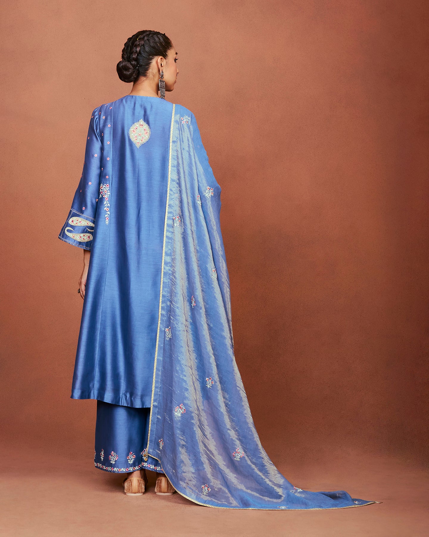 Oor Medium Blue Long Kurta Set