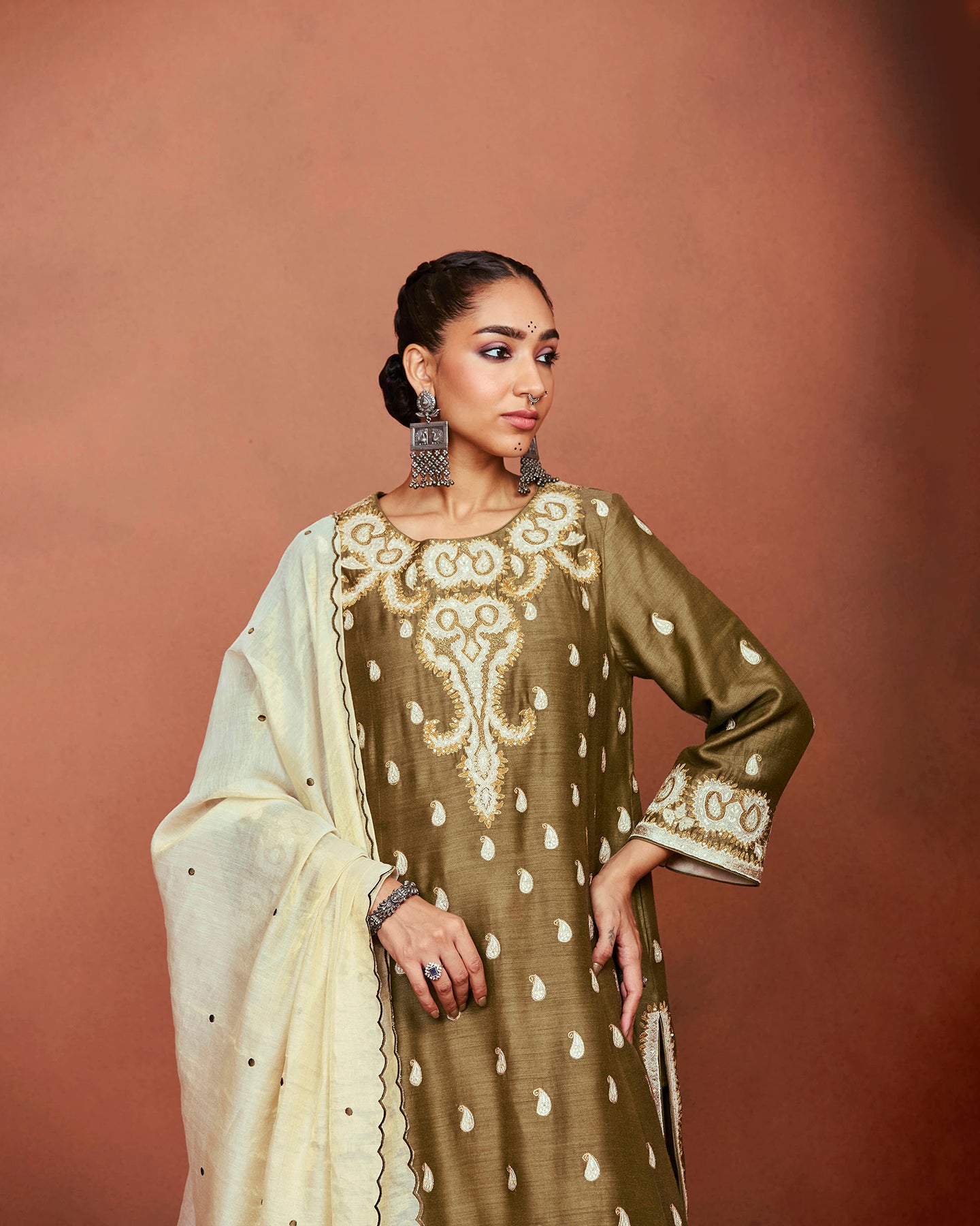 Nai Olive Green Short Kurta Set