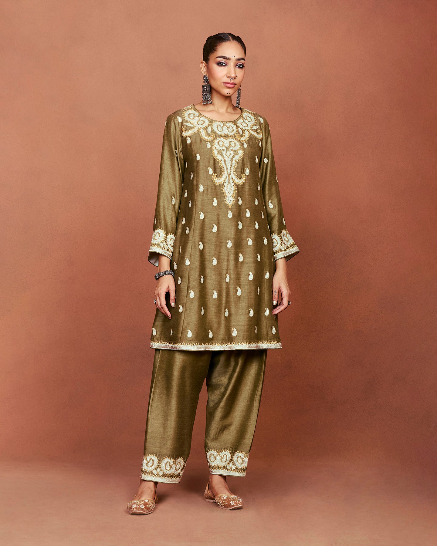 Nai Olive Green Short Kurta Set