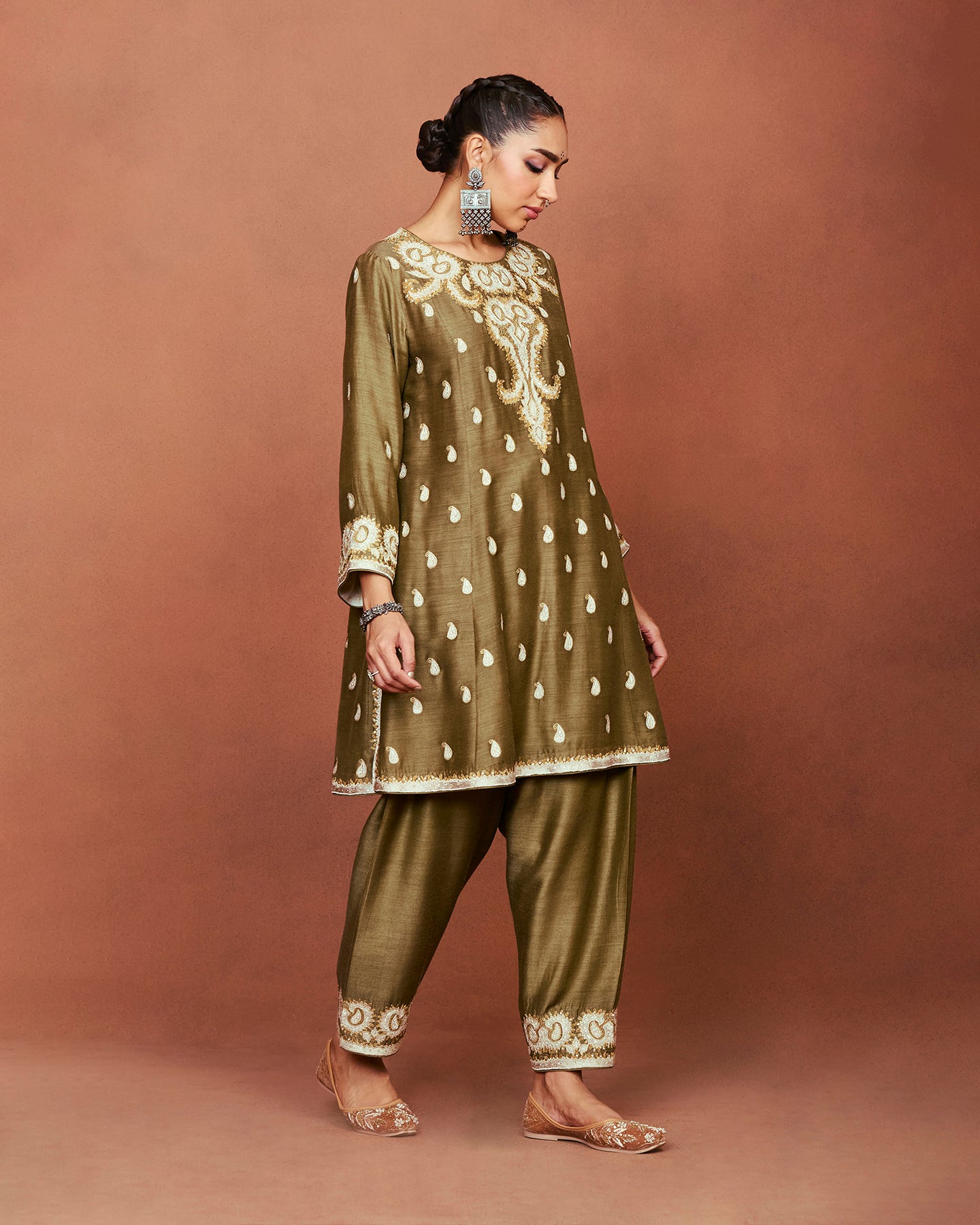 Nai Olive Green Short Kurta Set