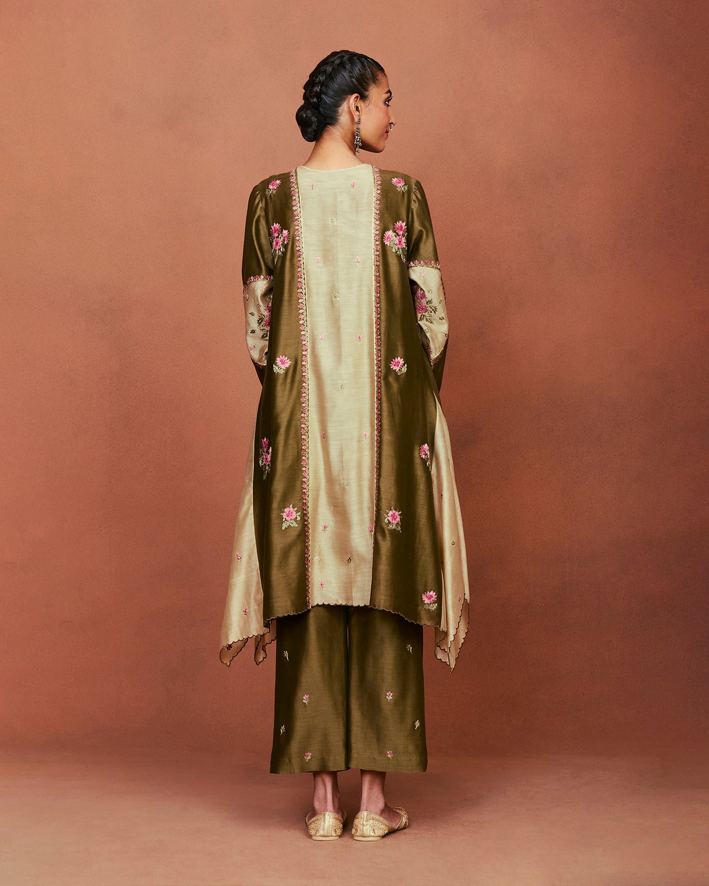 Leya Olive Green Long Kurta Set