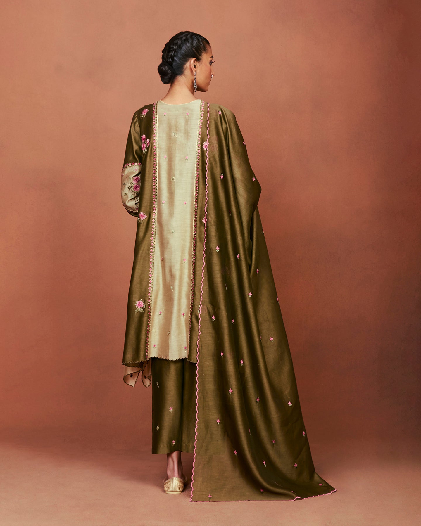 Leya Olive Green Long Kurta Set