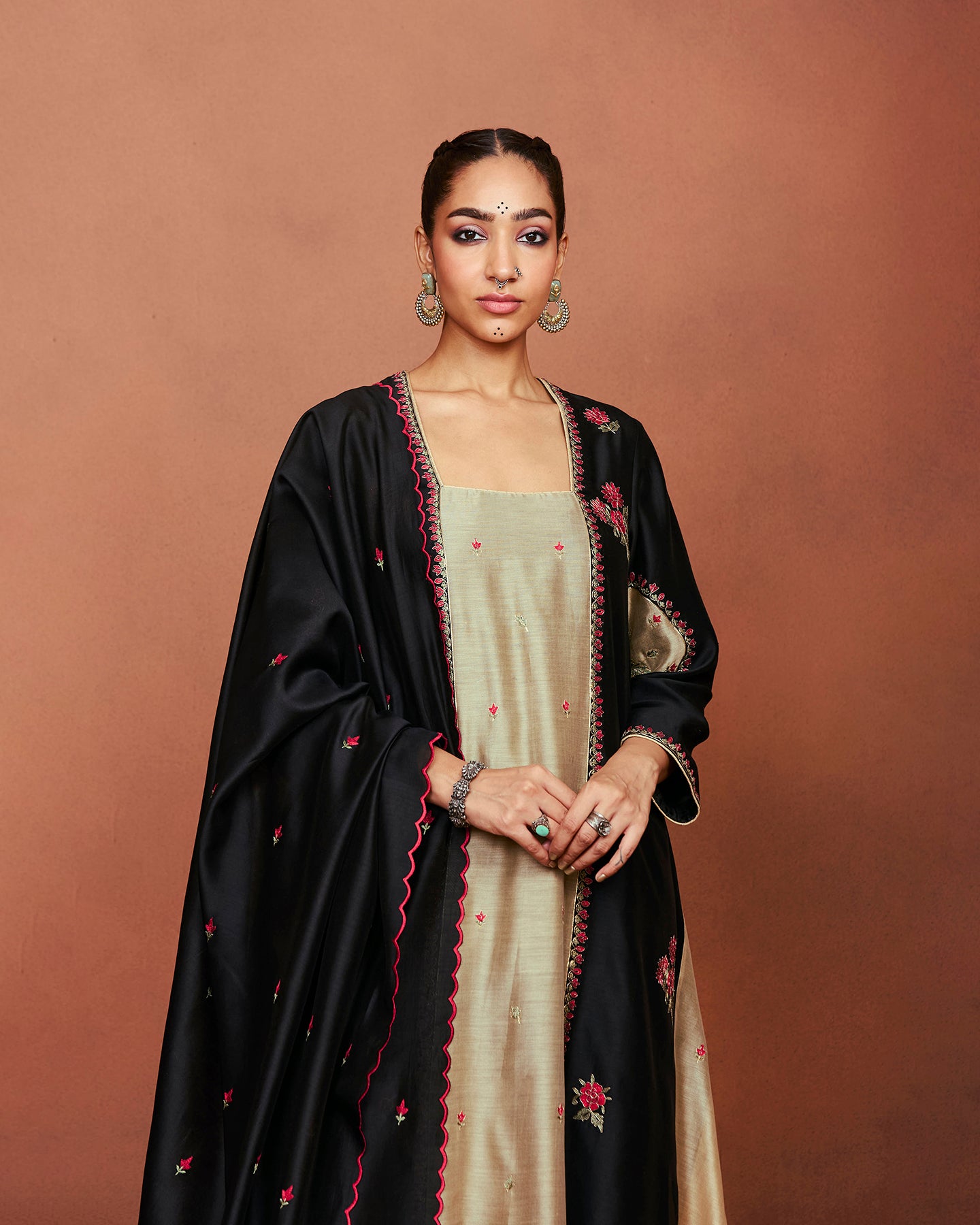 Leya Black Long Kurta Set