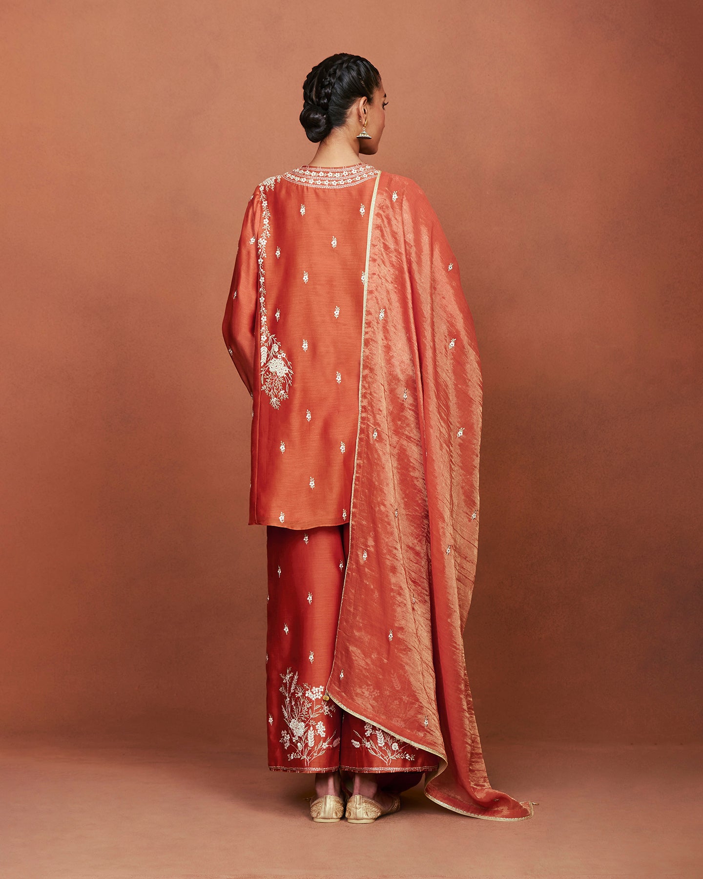 Azi Rusty Orange Short Kurta Set