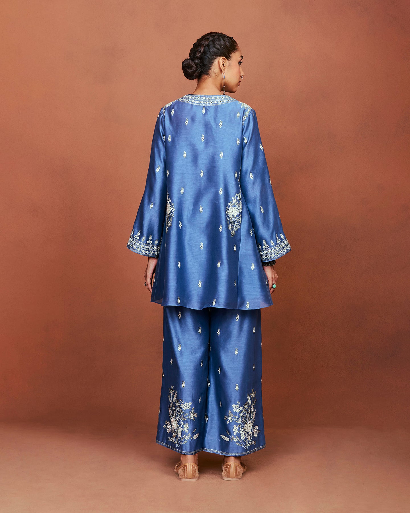 Azi Medium Blue Short Kurta Set
