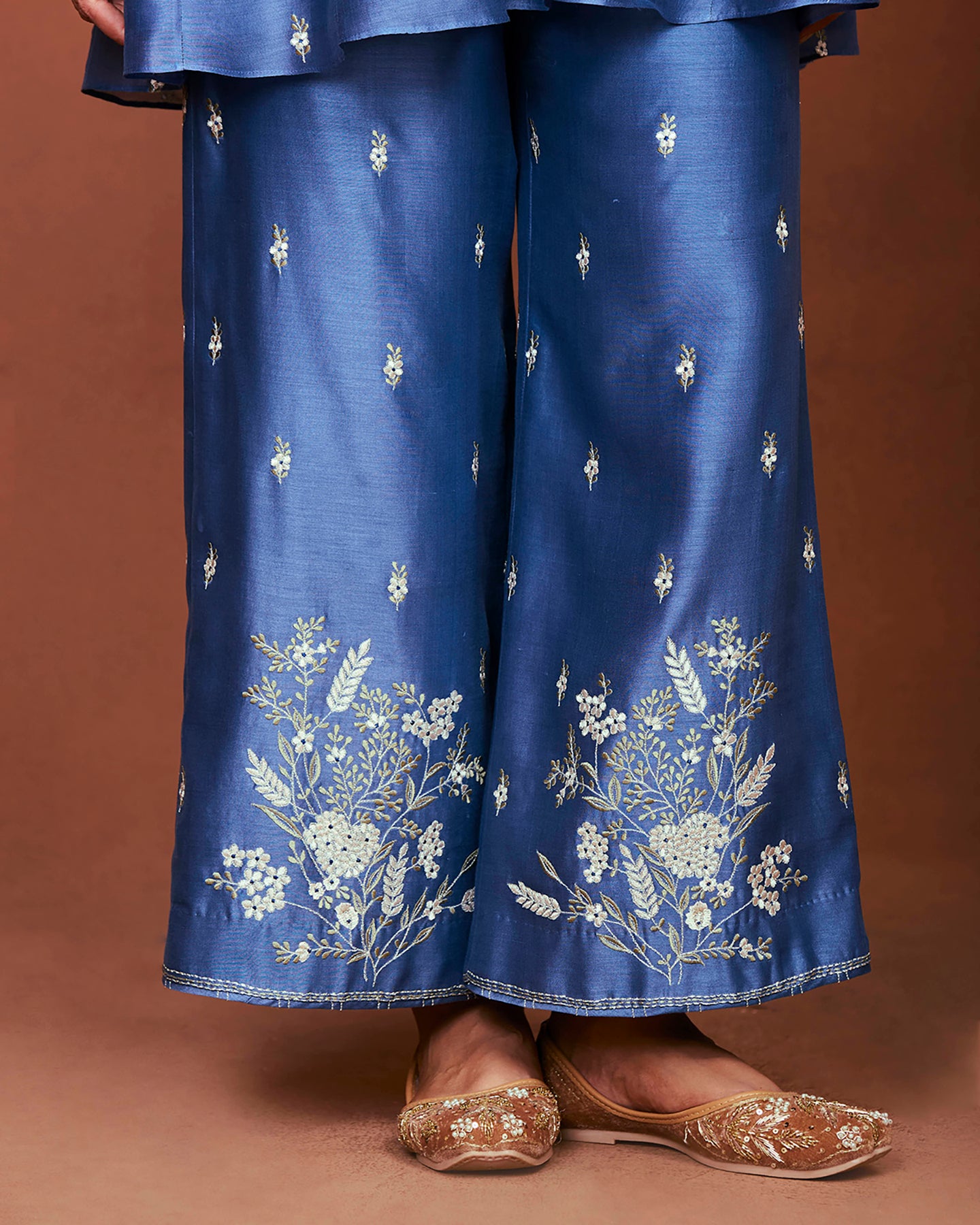 Azi Medium Blue Short Kurta Set