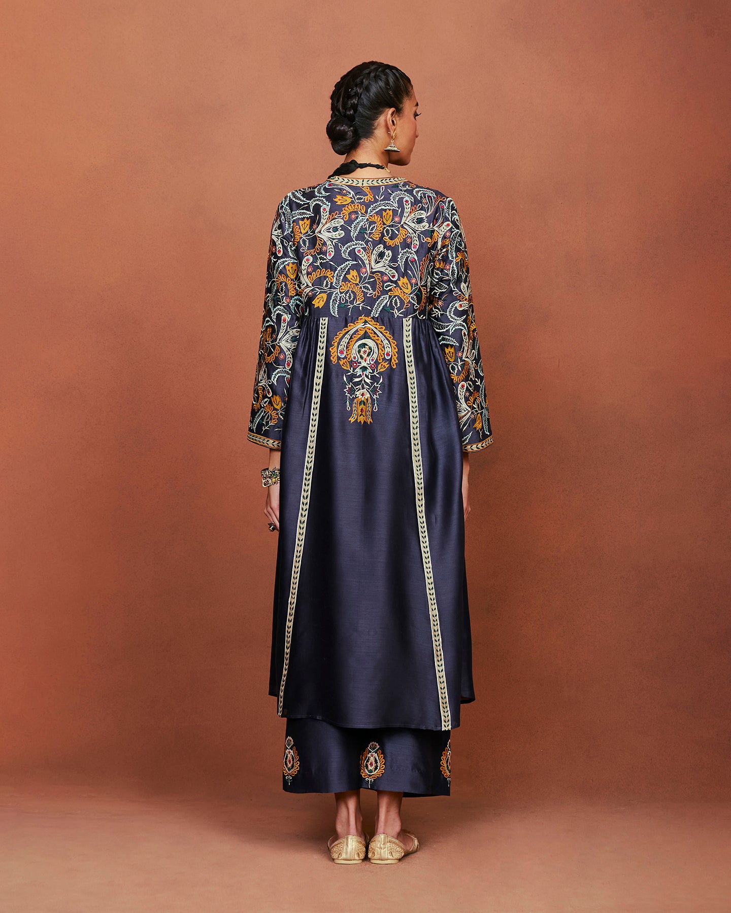Nira Charcoal Grey Long Kurta Set