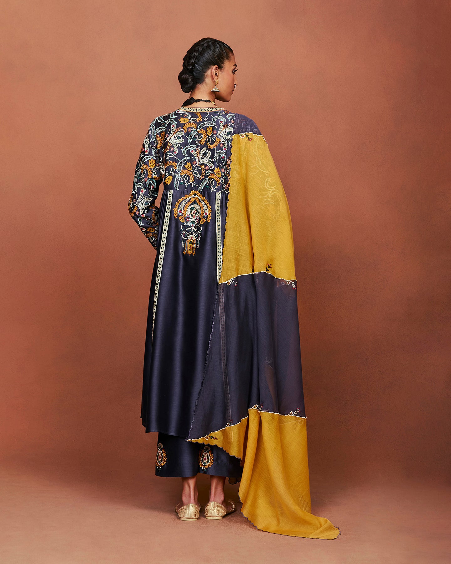 Nira Charcoal Grey Long Kurta Set