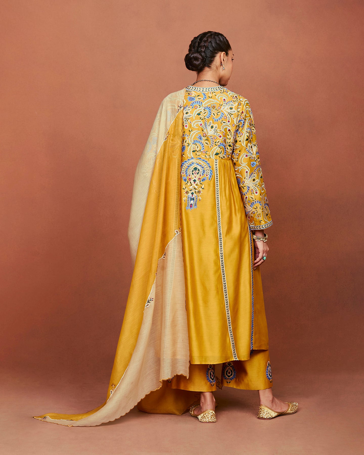 Nira Mustard Long Kurta Set