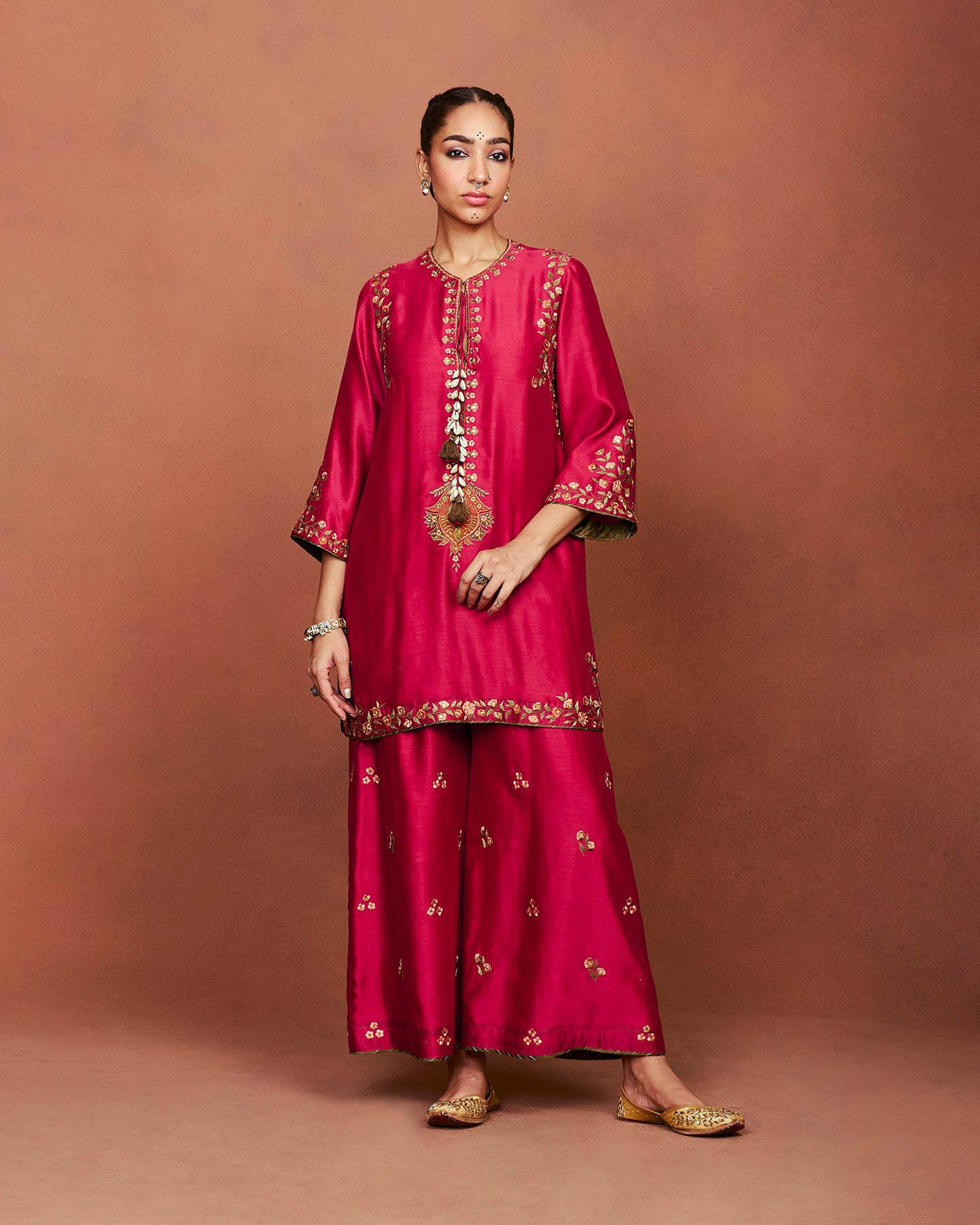 Zoa Deep Red Short Kurta Set