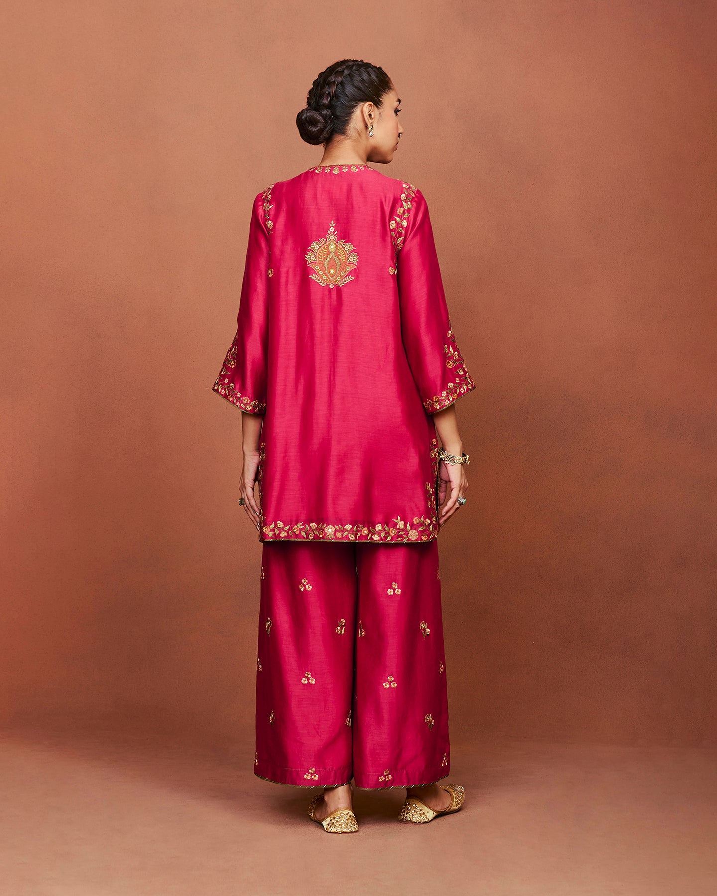 Zoa Deep Red Short Kurta Set