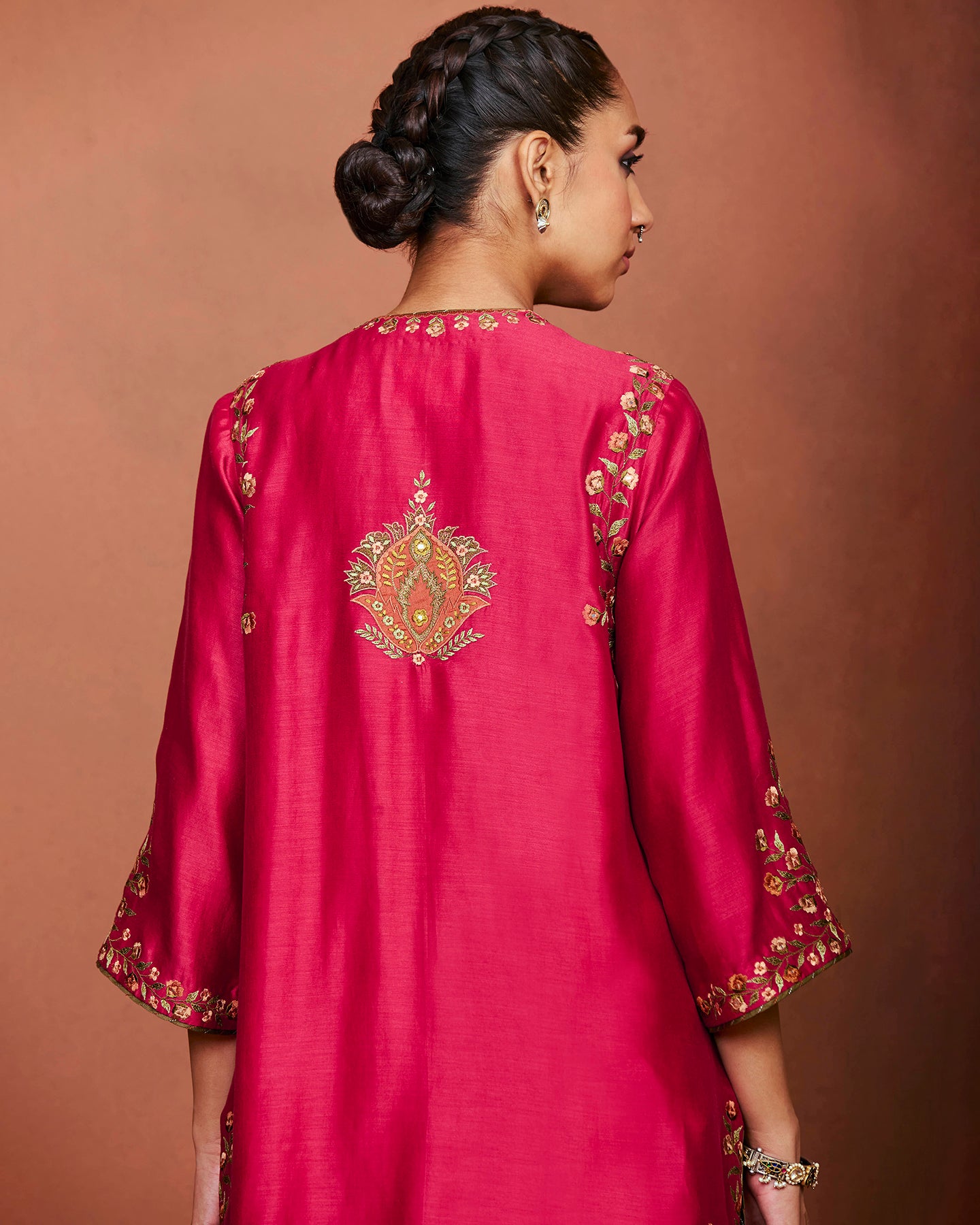 Zoa Deep Red Short Kurta Set