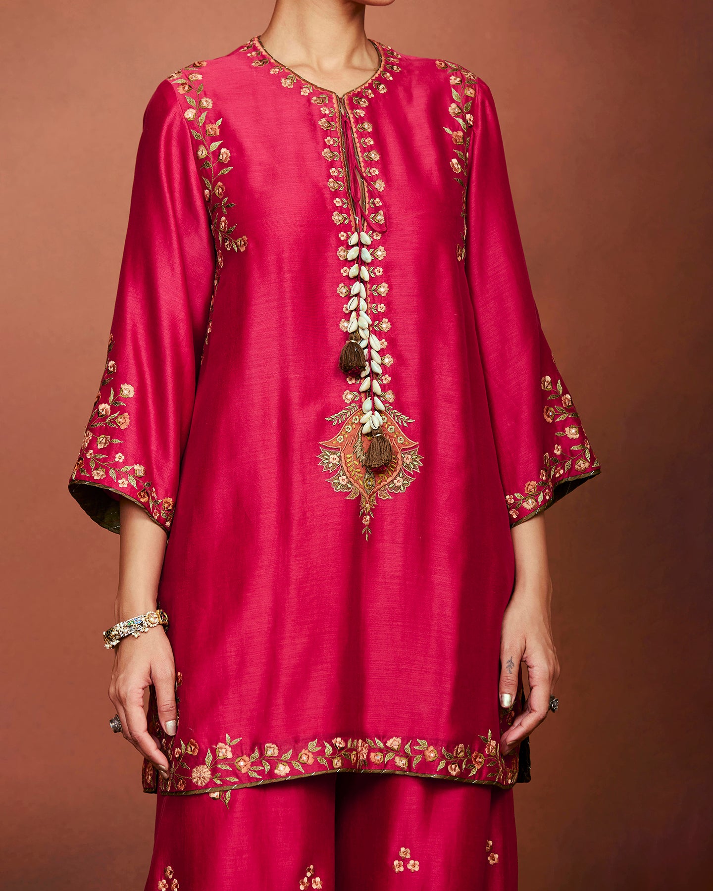 Zoa Deep Red Short Kurta Set