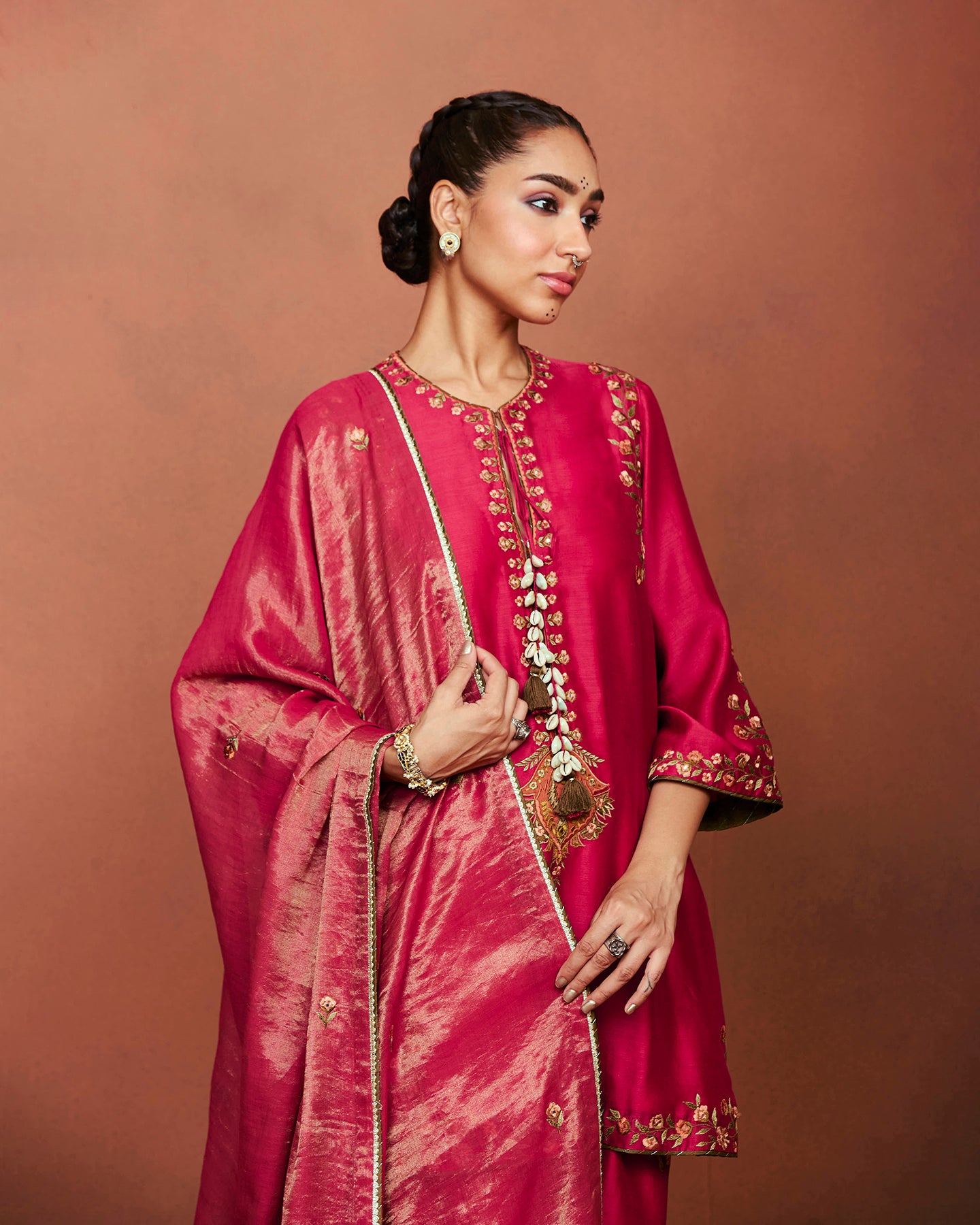 Zoa Deep Red Short Kurta Set