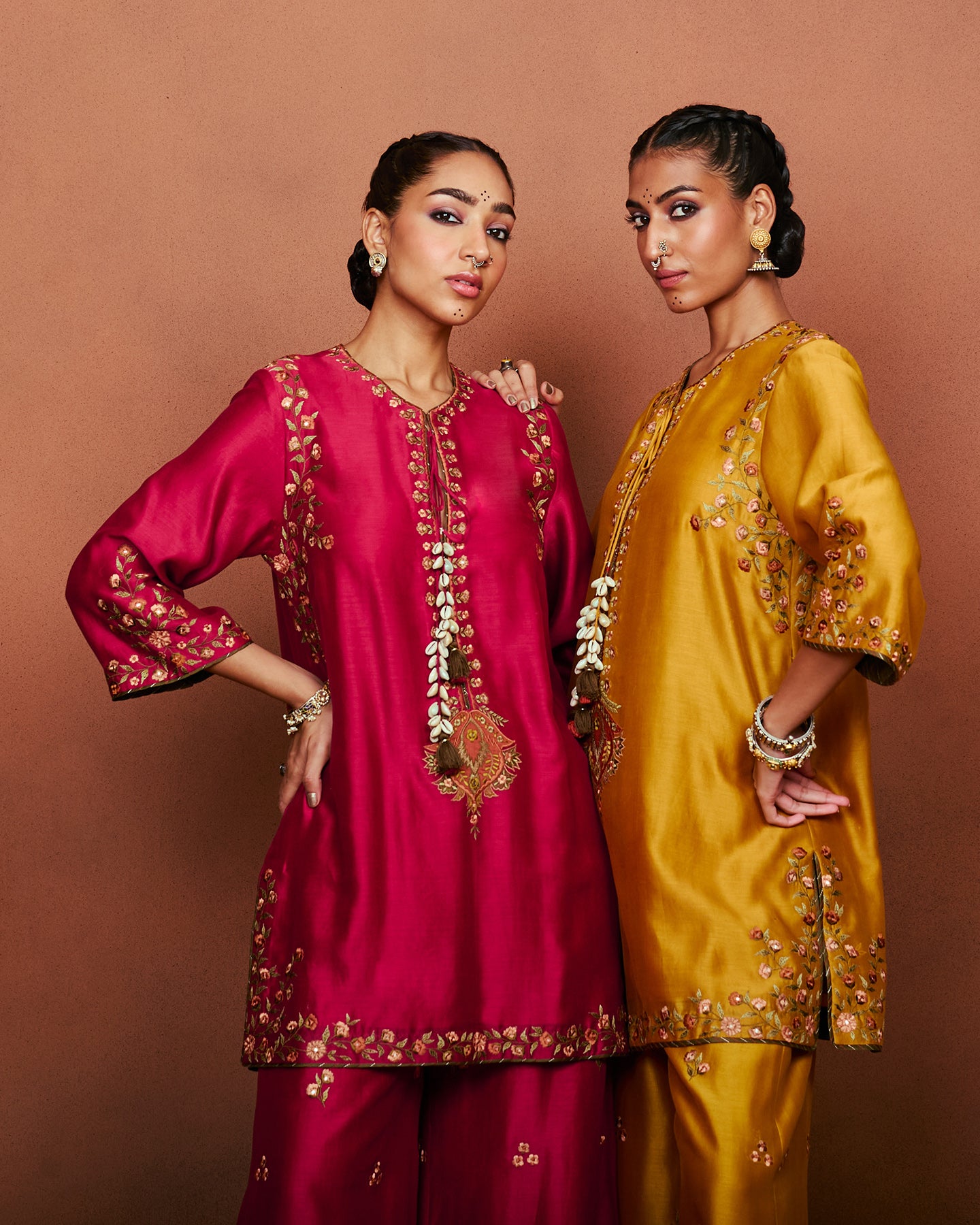 Zoa Deep Red Short Kurta Set