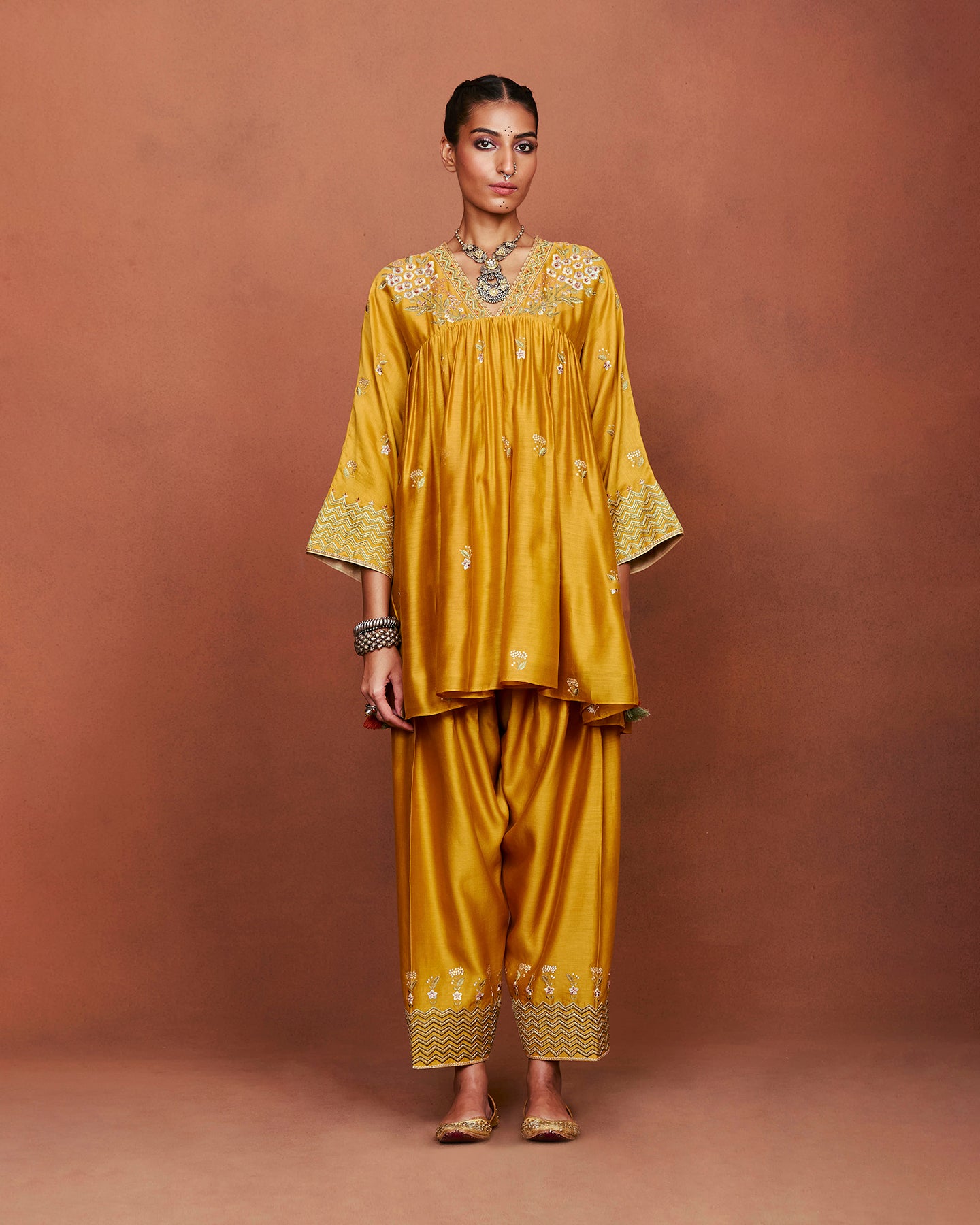 Moha Mustard Short Kurta Set