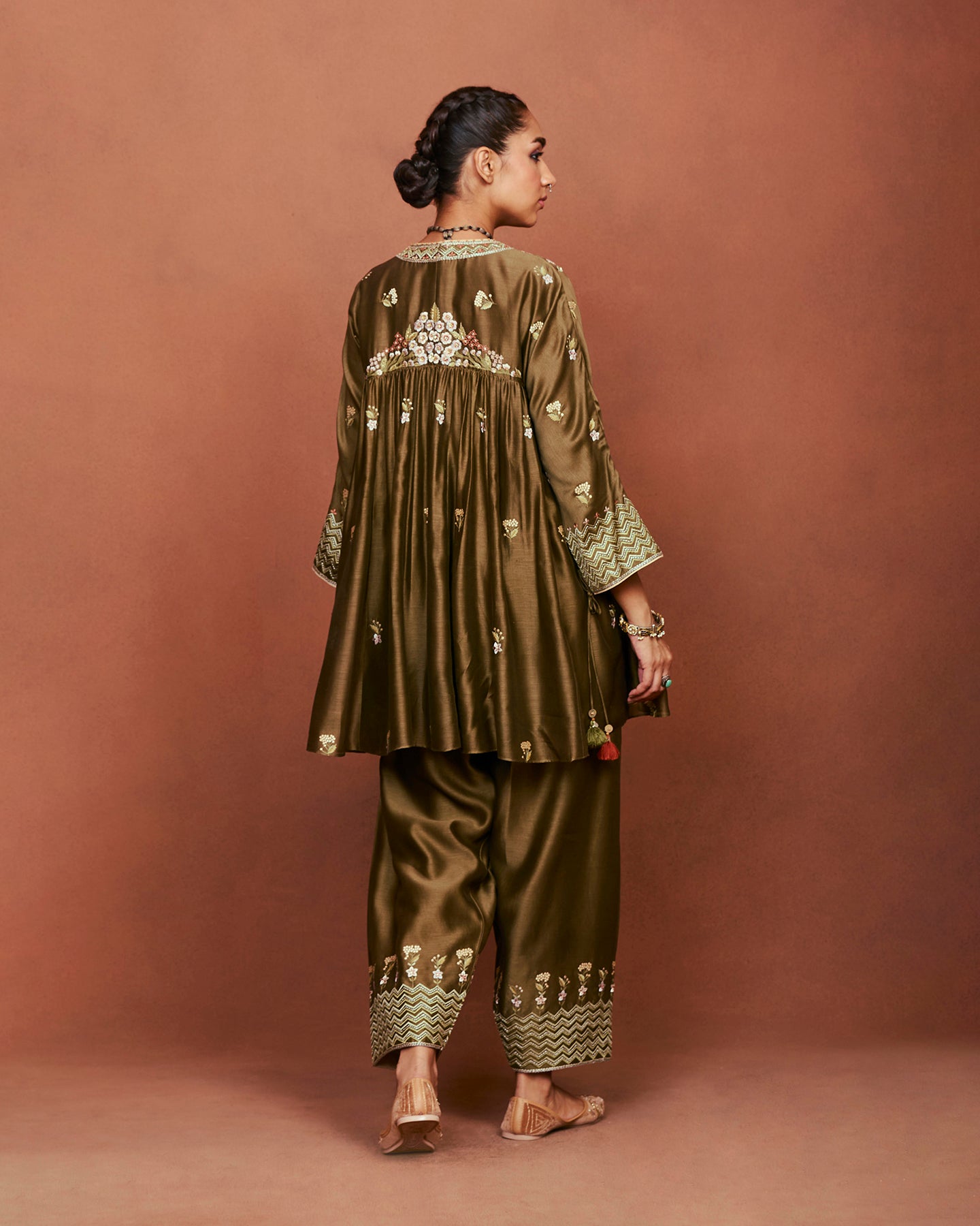 Moha Olive Green Short Kurta Set