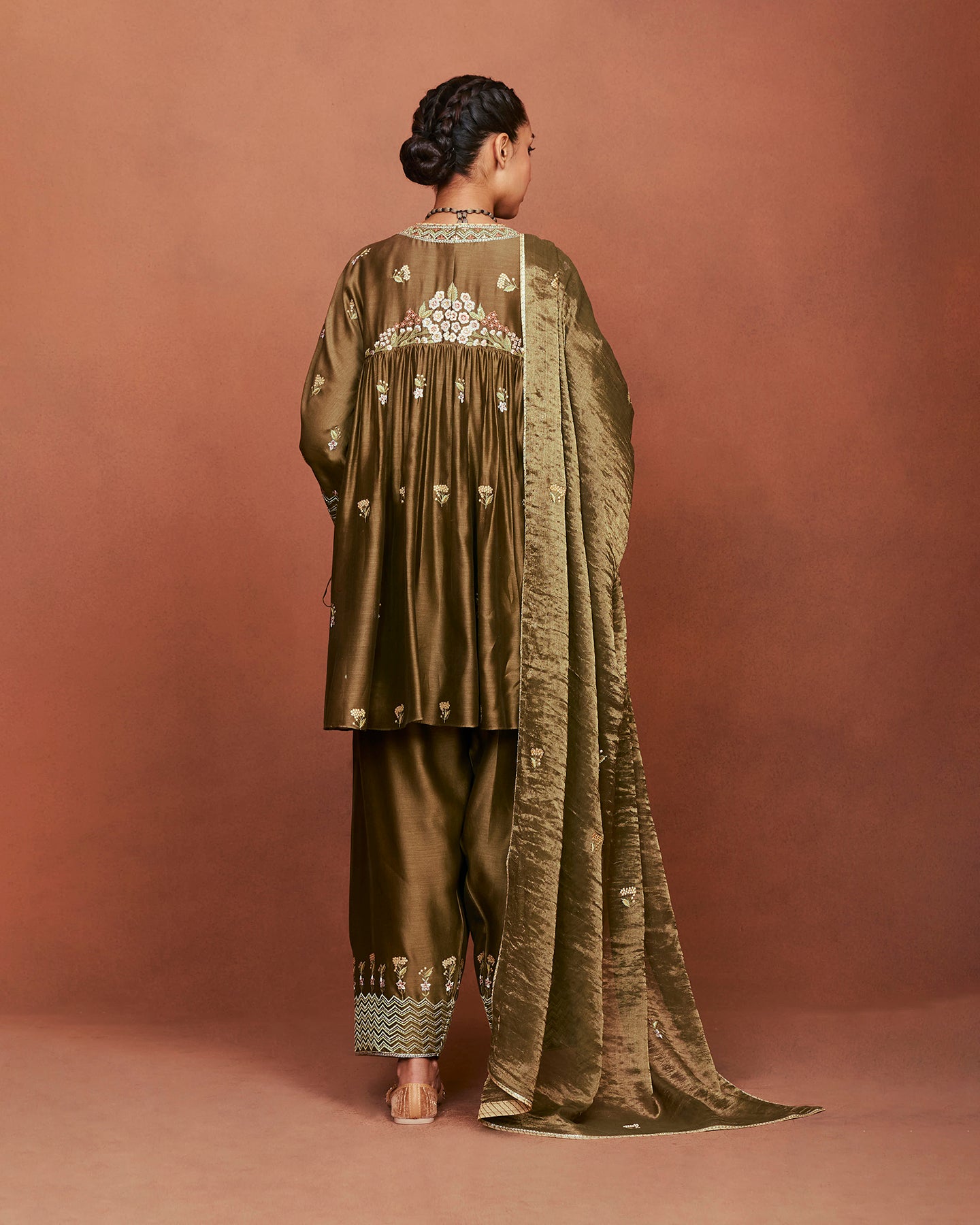 Moha Olive Green Short Kurta Set