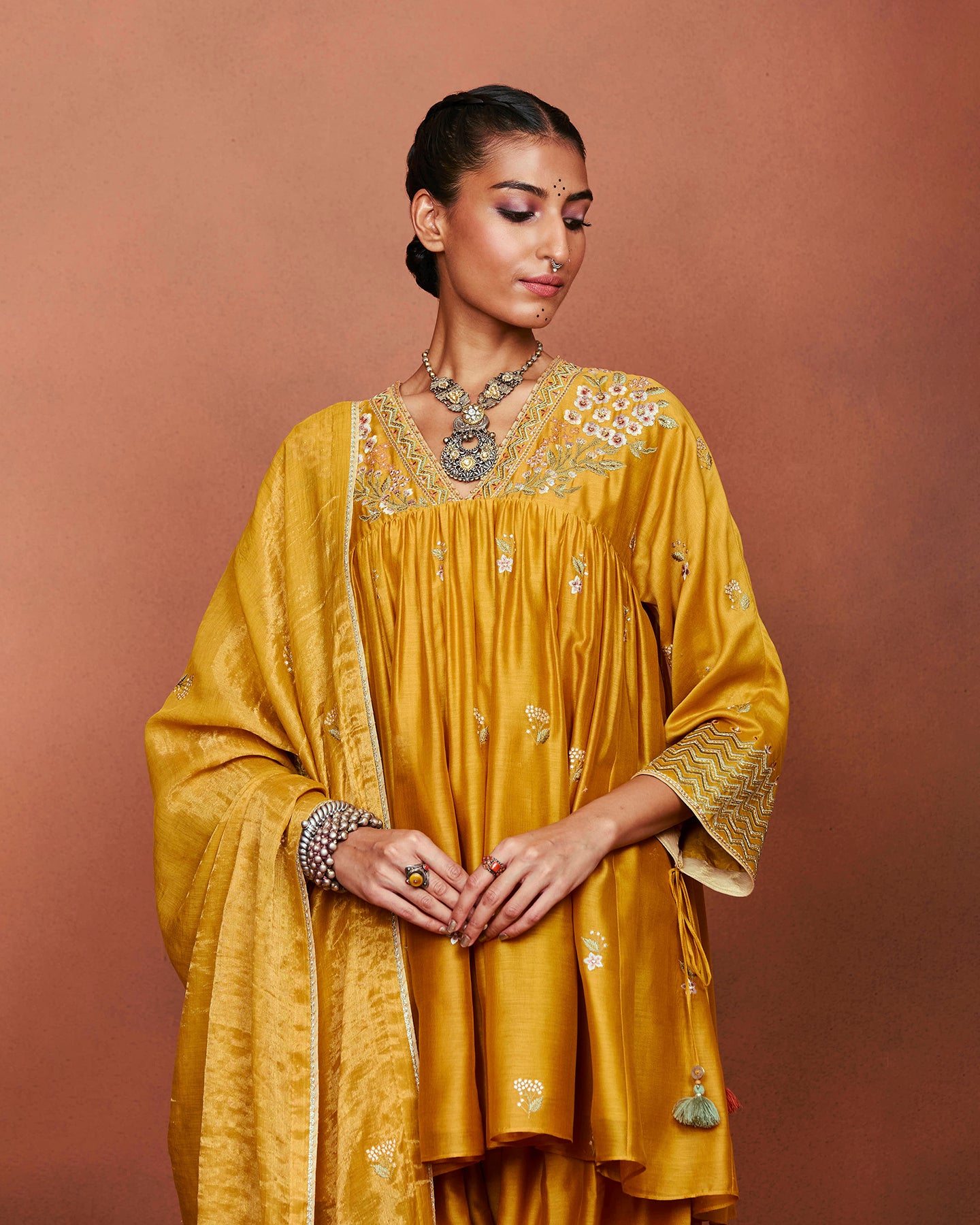 Moha Mustard Short Kurta Set