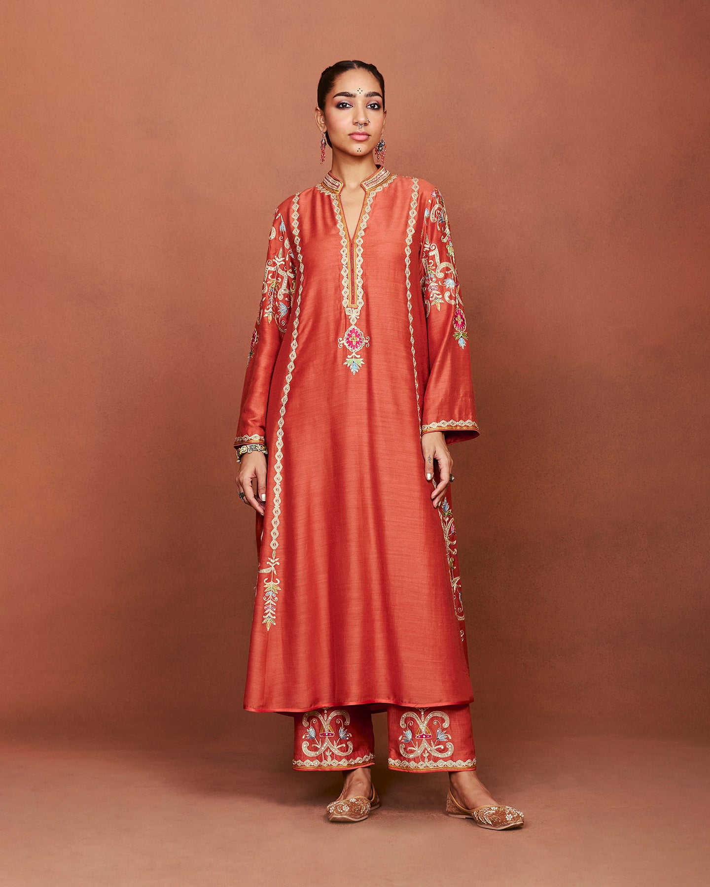 Amu Rusty Orange Long Kurta Set