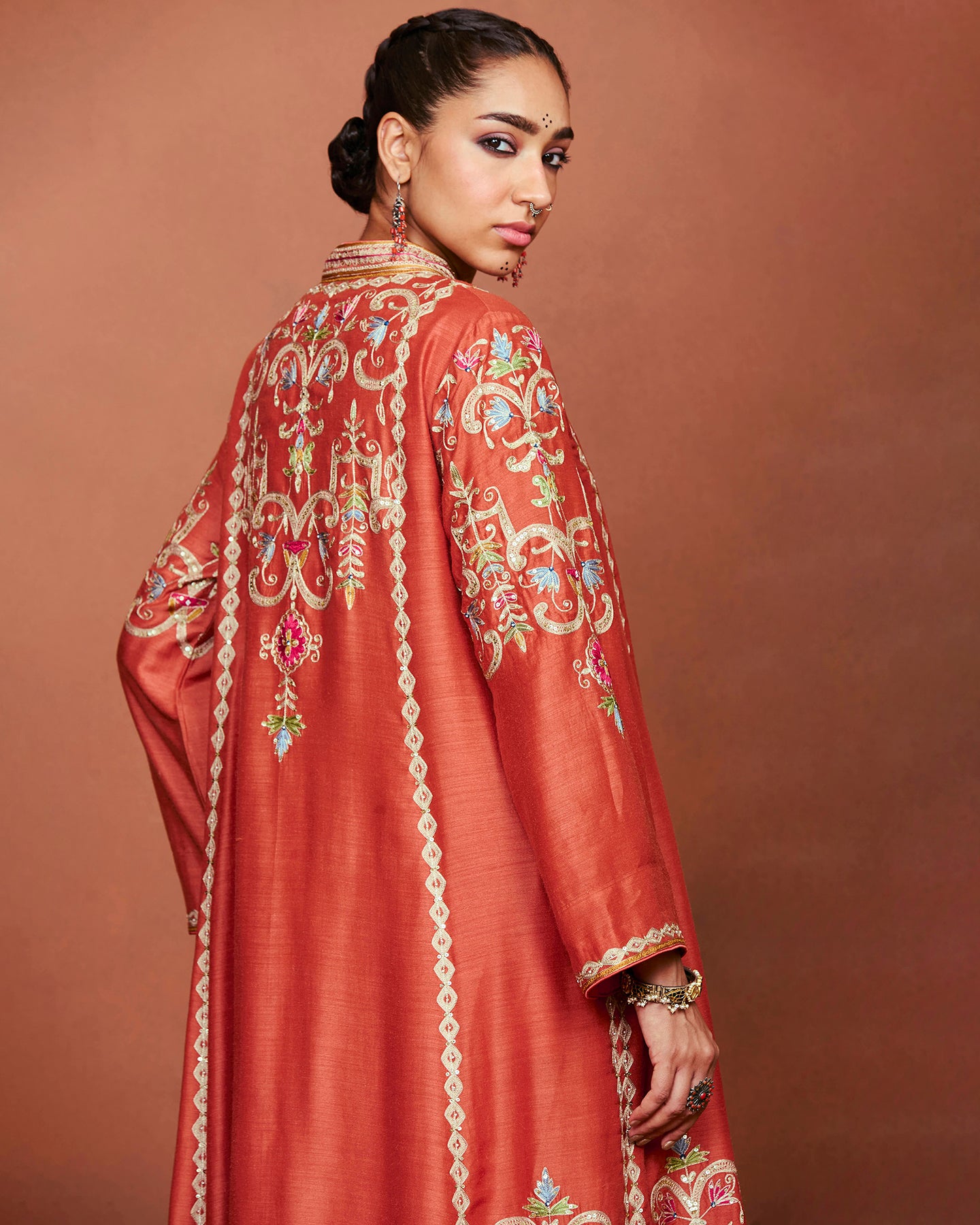Amu Rusty Orange Long Kurta Set