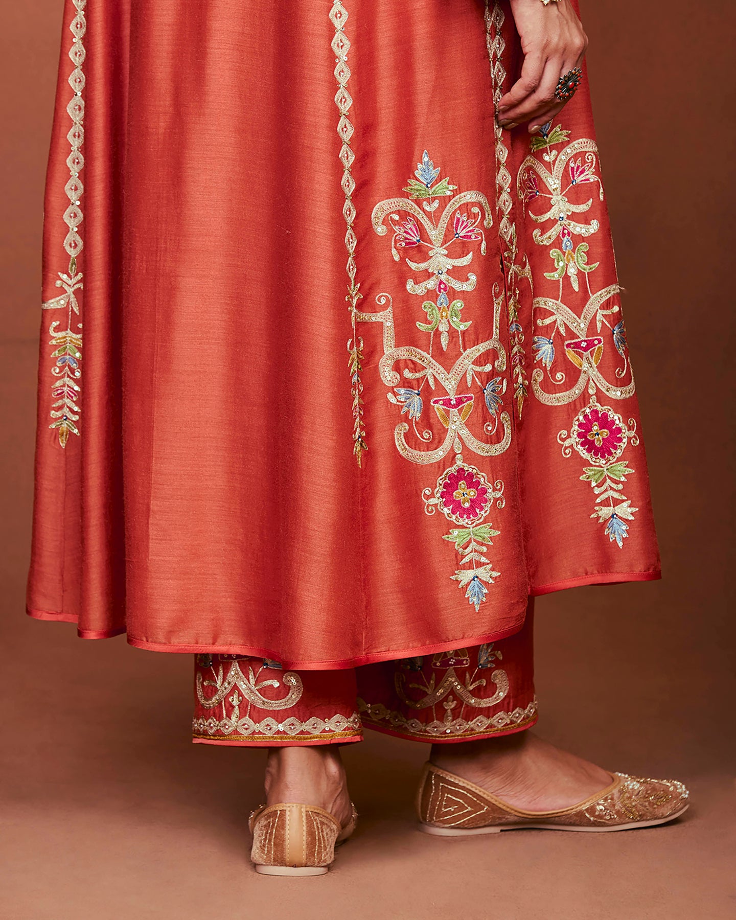 Amu Rusty Orange Long Kurta Set