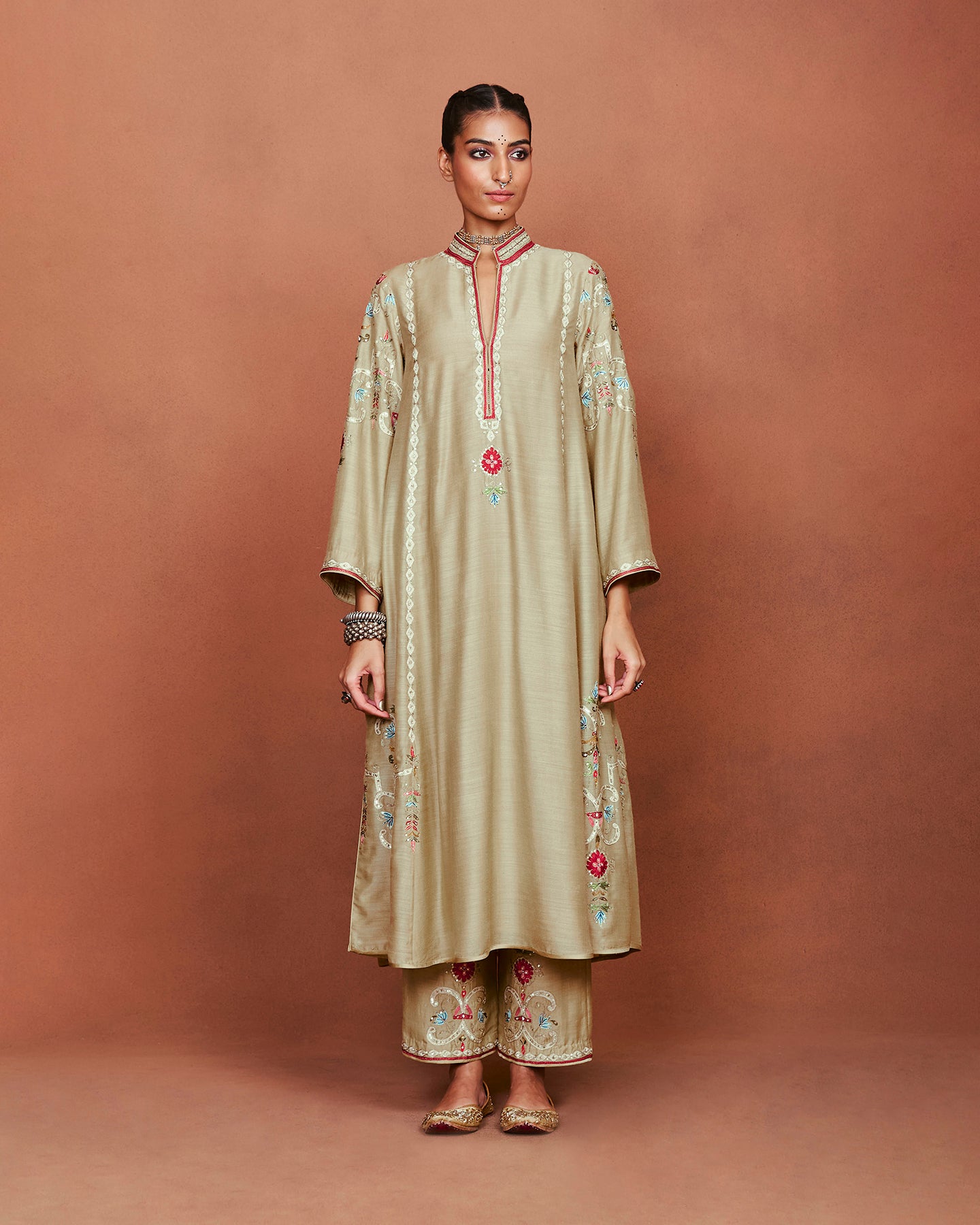 Amu Beige Long Kurta Set