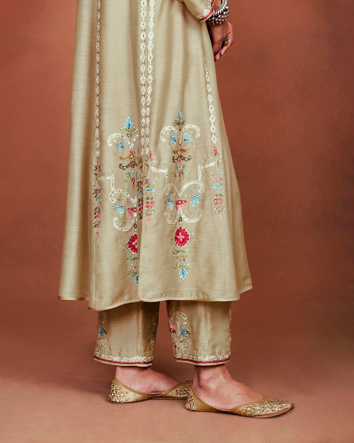 Amu Beige Long Kurta Set