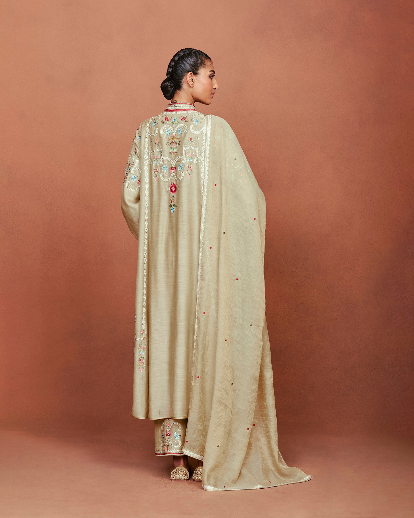 Amu Beige Long Kurta Set