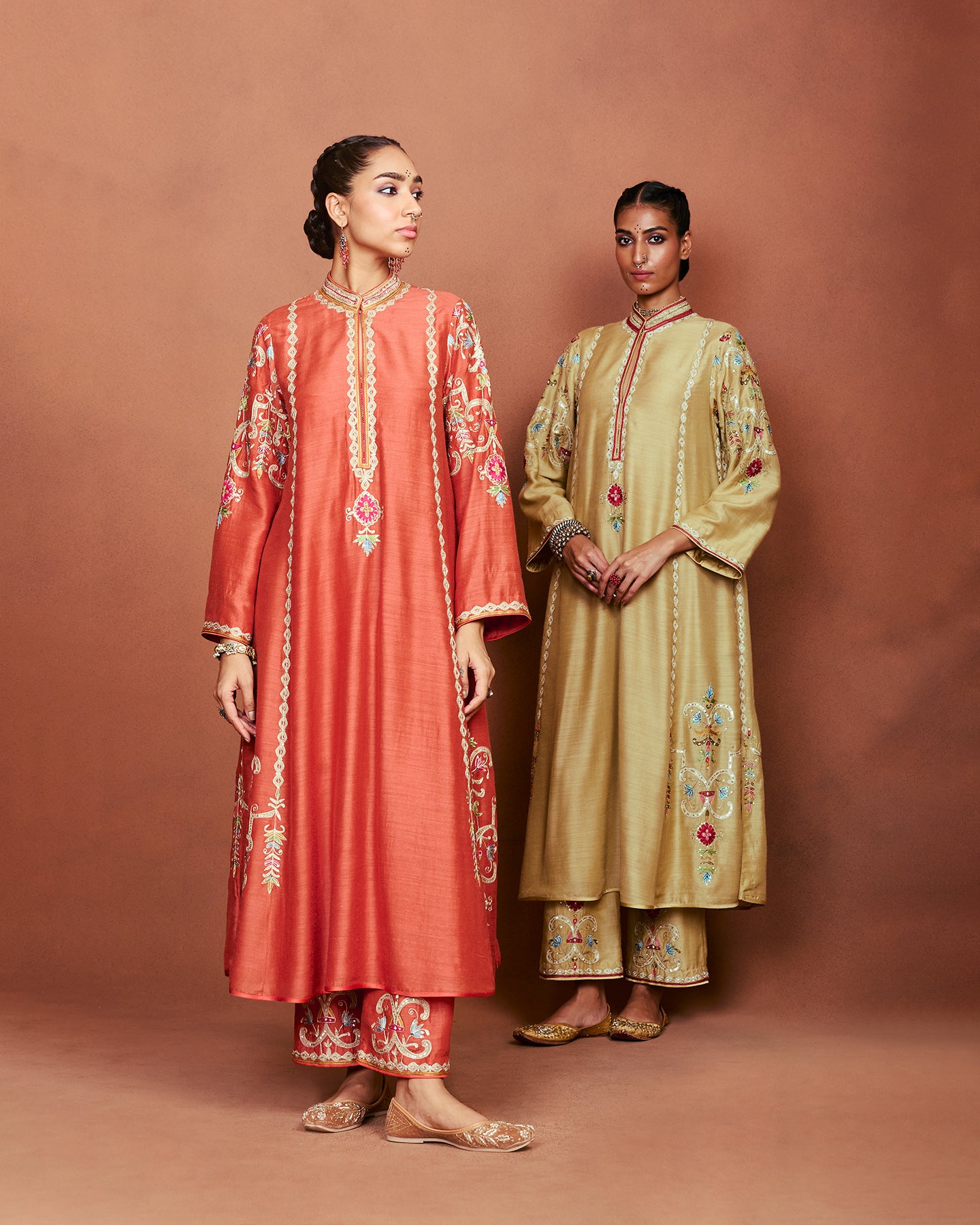 Amu Rusty Orange Long Kurta Set