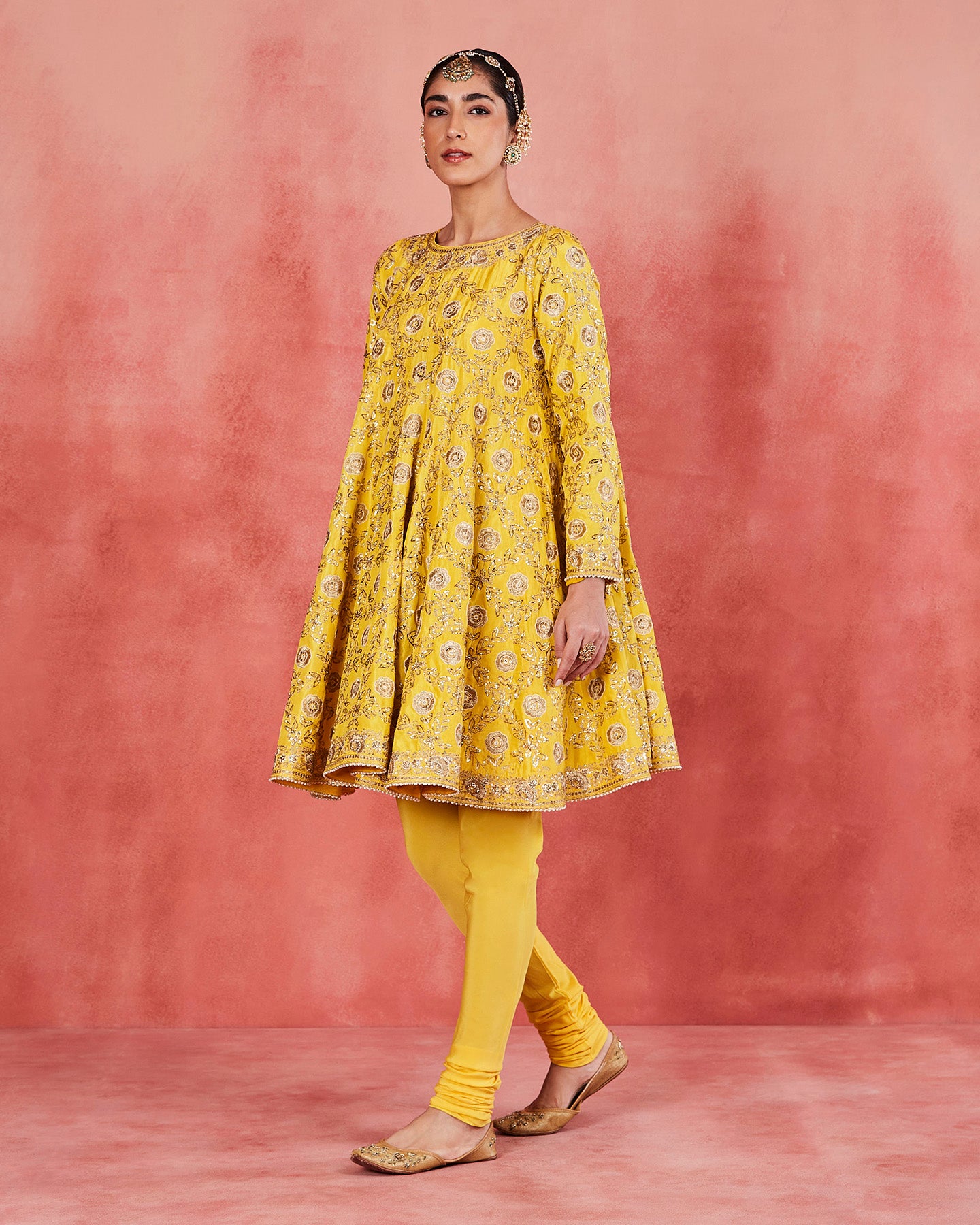 bushra short anarkali set
