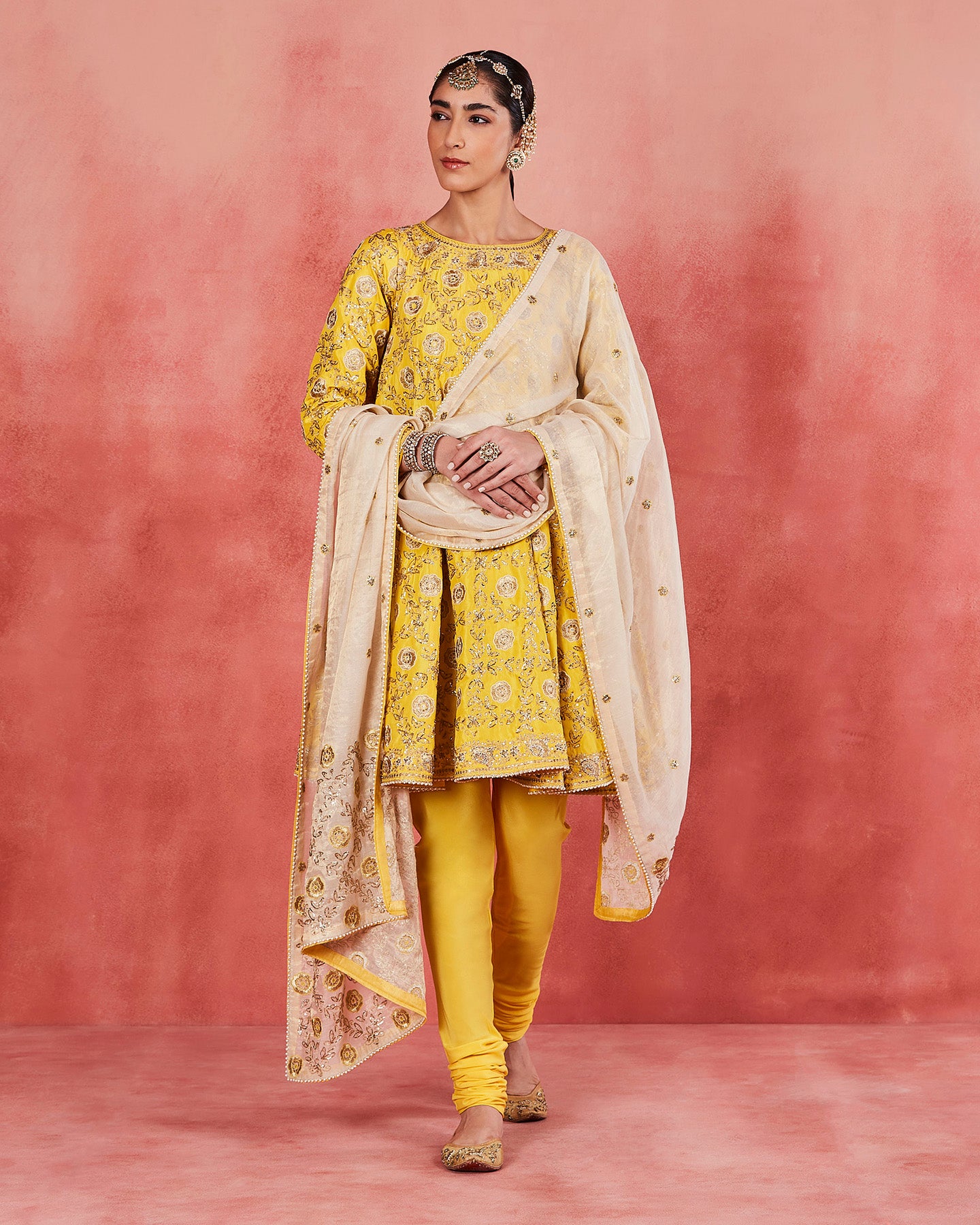 bushra short anarkali set
