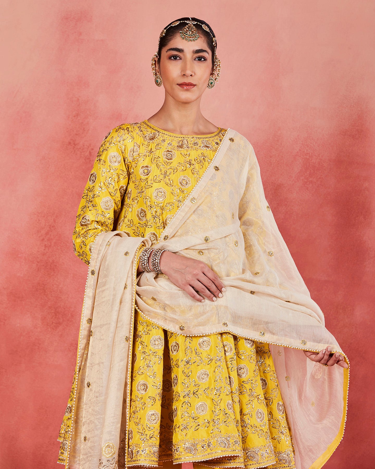 bushra short anarkali set