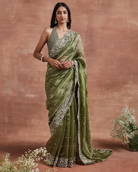 tisha saree set olive