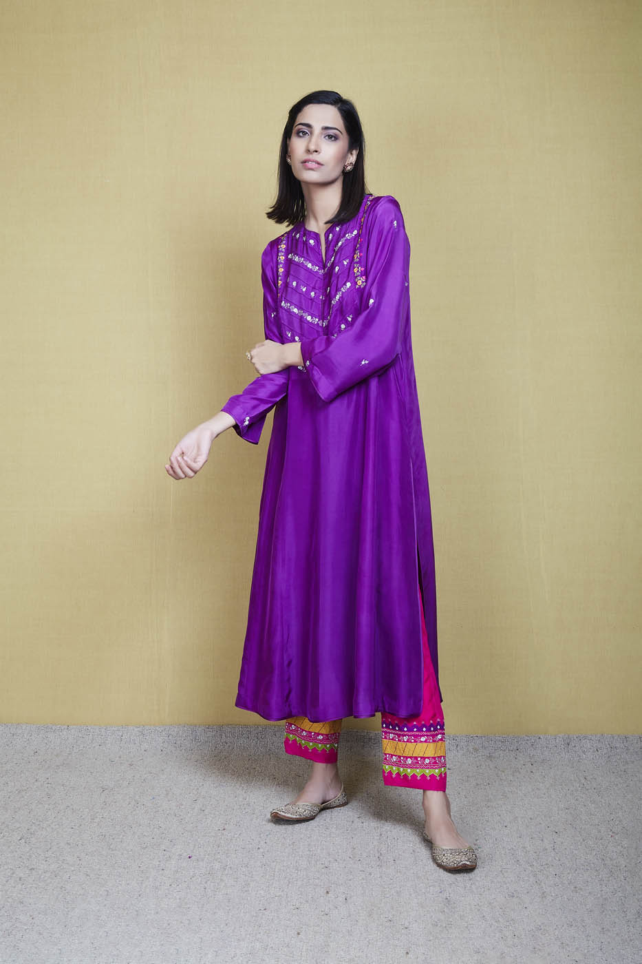 muskaan purple kurta set