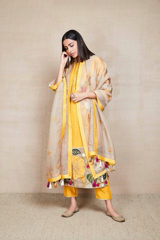 chandra goldenrod kurta set