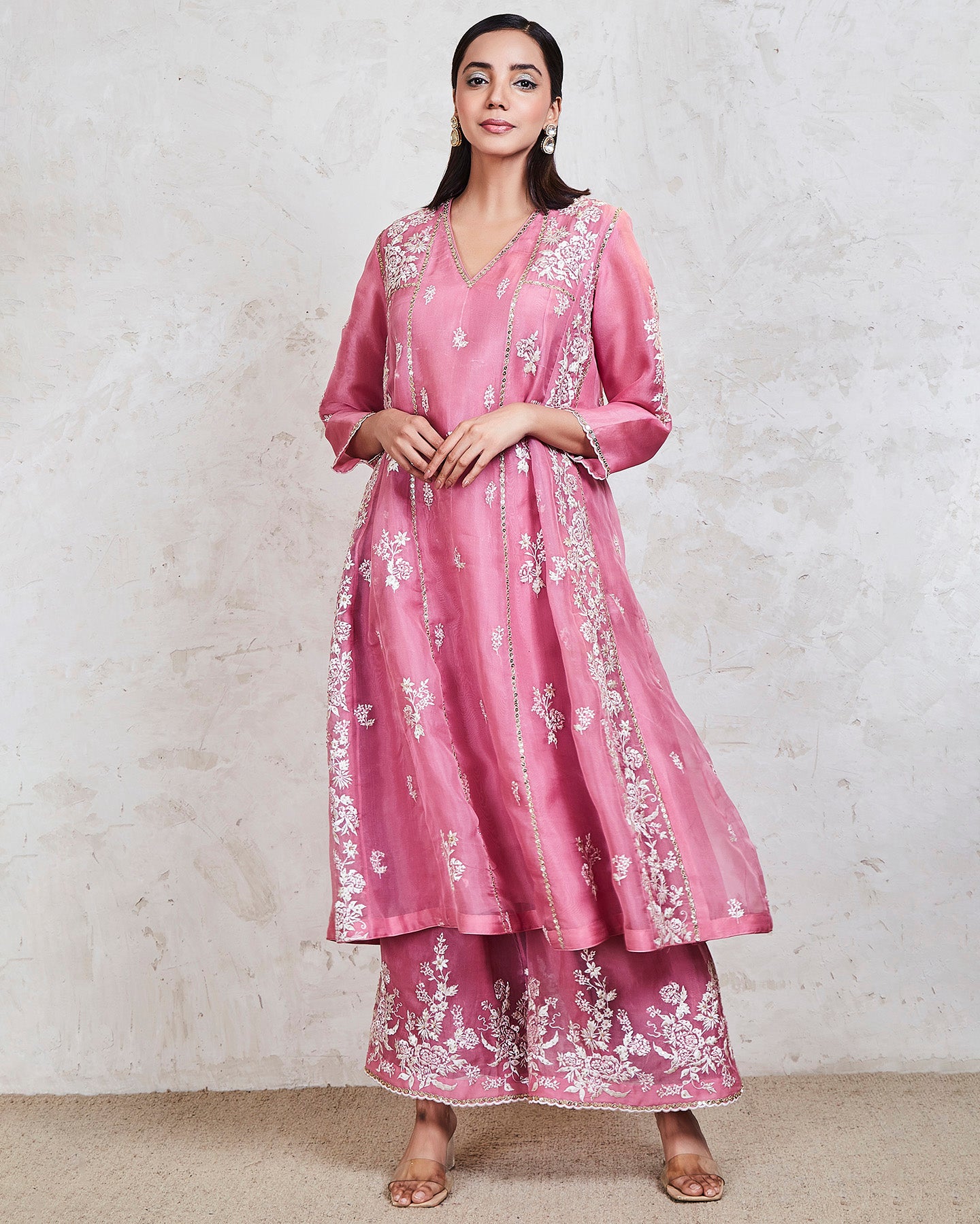 nasmeer kurta set pink