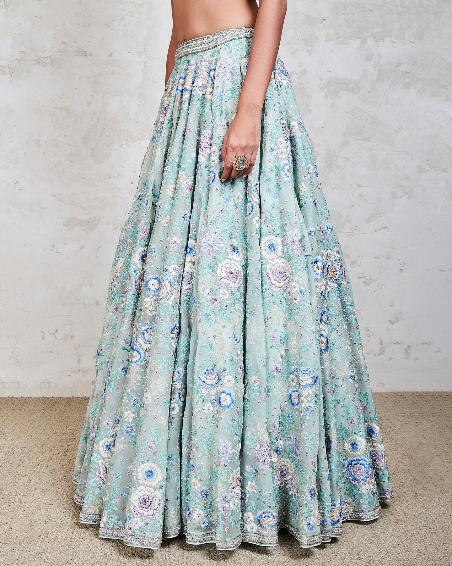 zuri lehenga set mint blue