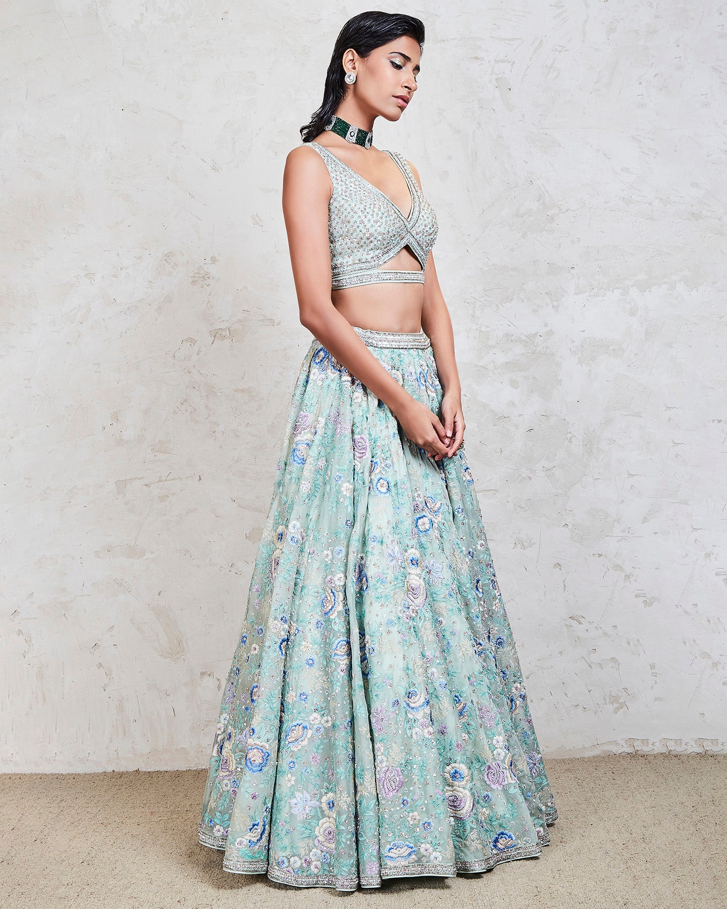 zuri lehenga set mint blue
