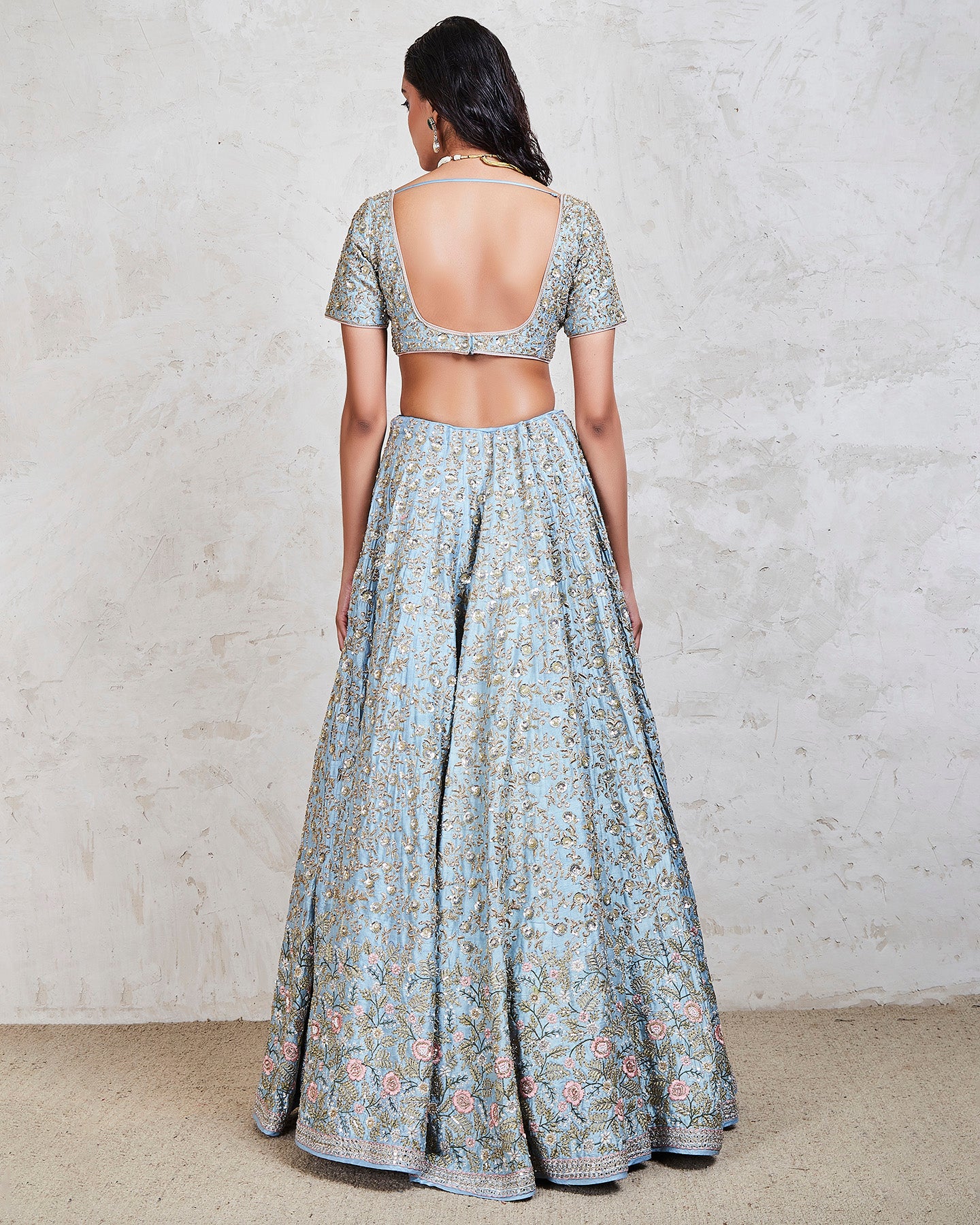 rumeha lehenga set blue