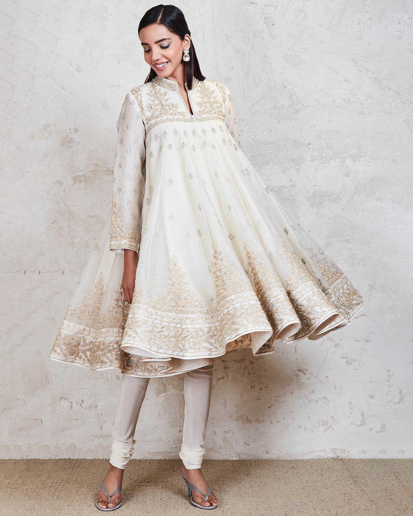 jauhara anarkali set ivory