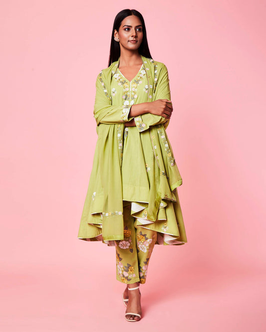 alayna anarkali set green