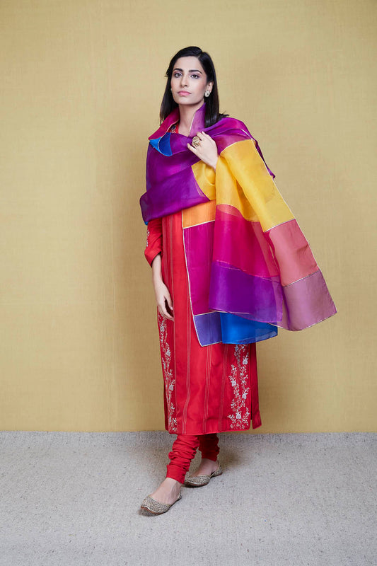 mohini dark red kurta set