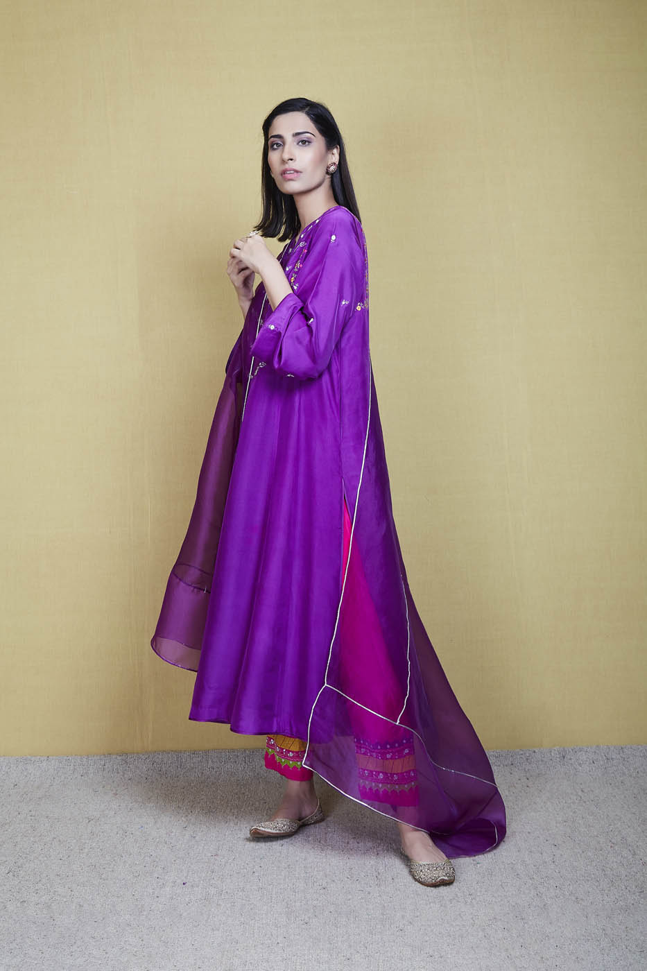 muskaan purple kurta set