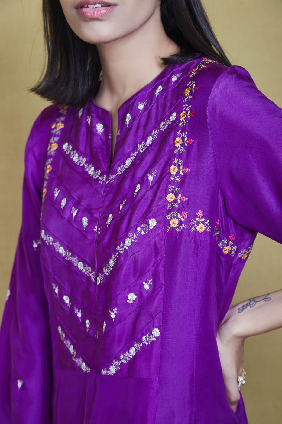 muskaan purple kurta set