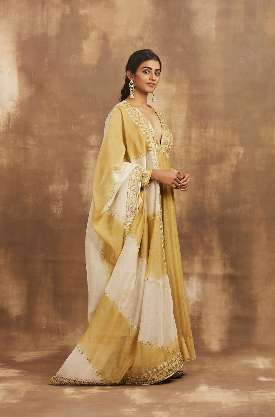 sunheri anarkali set