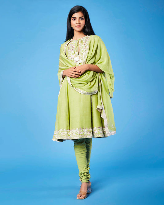 naaya anarkali set green